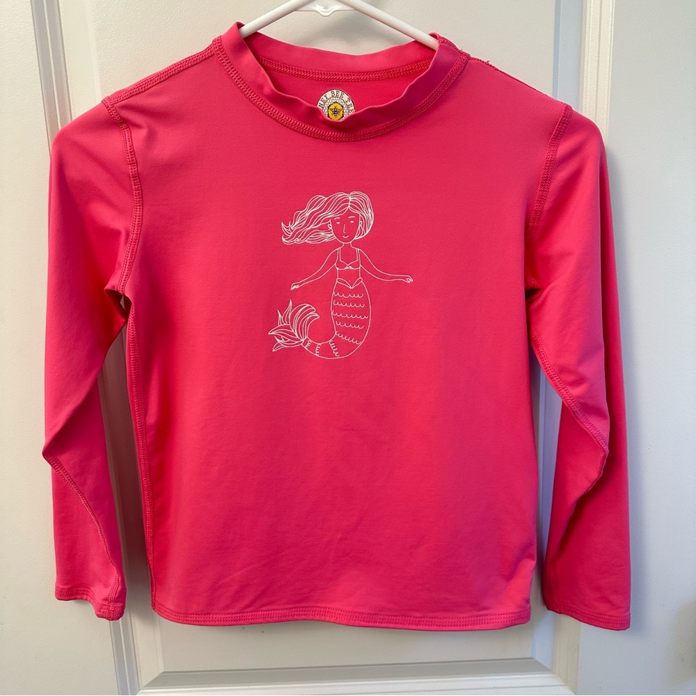 Girls Size Medium Honey Bee Tees hot pink rashguard mermaid design